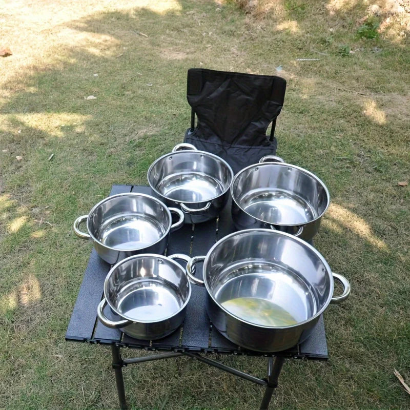 Luxury 10 stainless steel cookware set suit-5 size with cover, durable and versatile (6.3 - 7 - 7.9 - 8.6 - 9.4 inch)