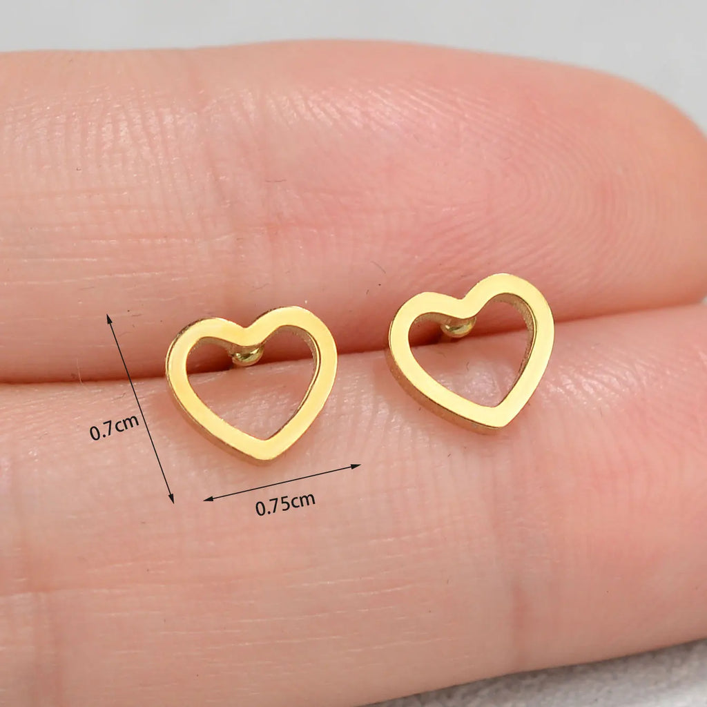 Minimalist Stainless Steel Earings Mini Heart Star Geometric Stud Earrings For Women Cute Cat Dog Flower Leaf Earrings Jewelry