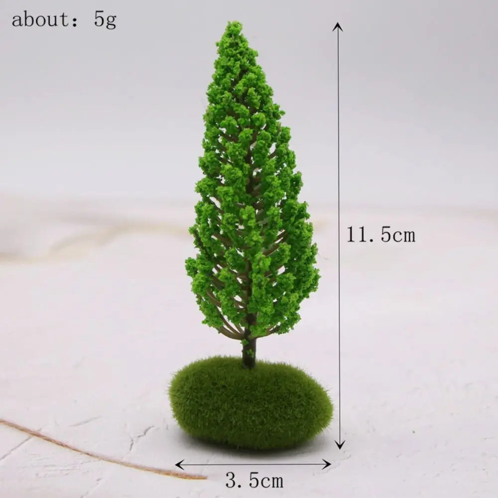 Plastic Model Trees Artificial Moss Rocks/Wooden Base Natural Green Dollhouse Mini Tree Simulation Bonsai Figurine