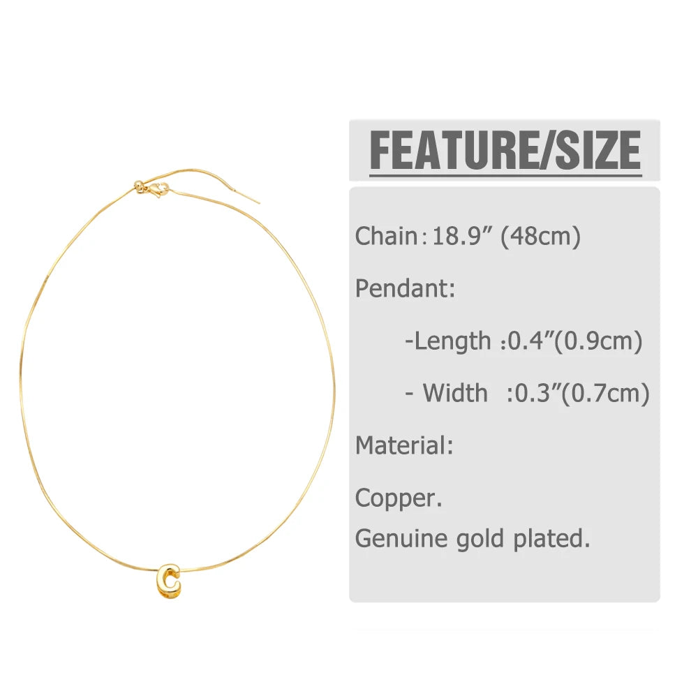 FLOLA Minimalist 26 Letters DIY Necklaces for Women Gold Plated Chain Custom Name Necklace Simple Jewelry Gifts nkev10