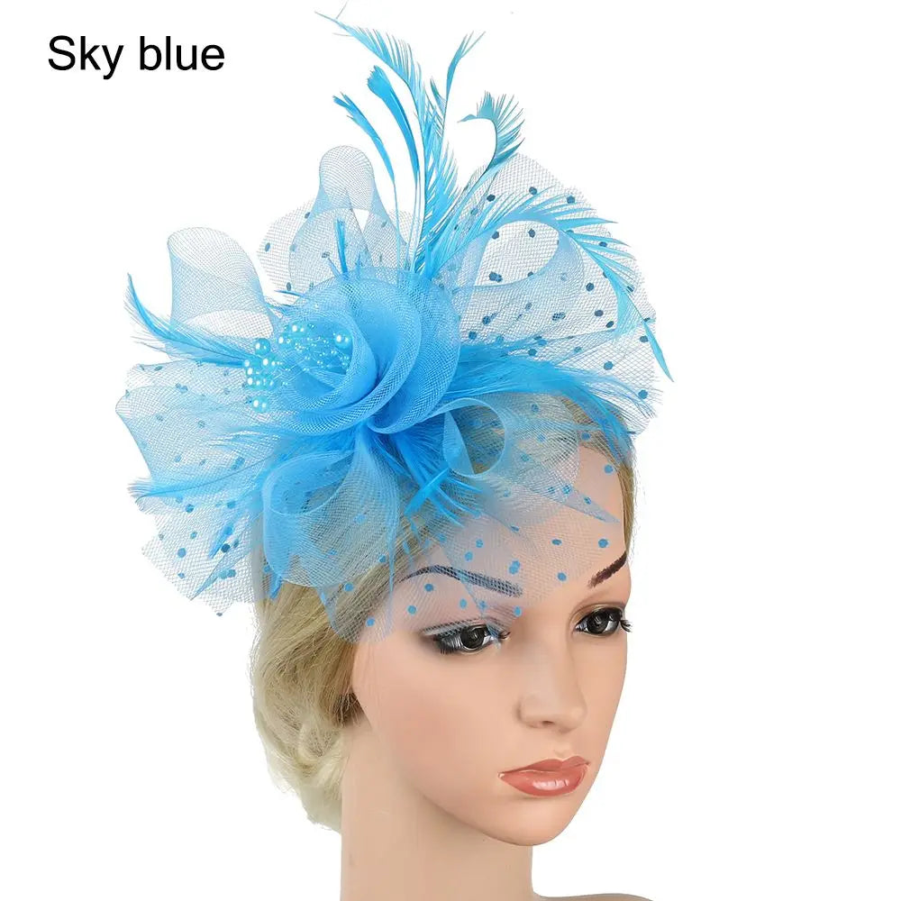 Bride Headwear hat Veil Wedding Hair Accessories Flowers Feather Mesh Veil Face Cover Multi Colors Korea Japan Black White