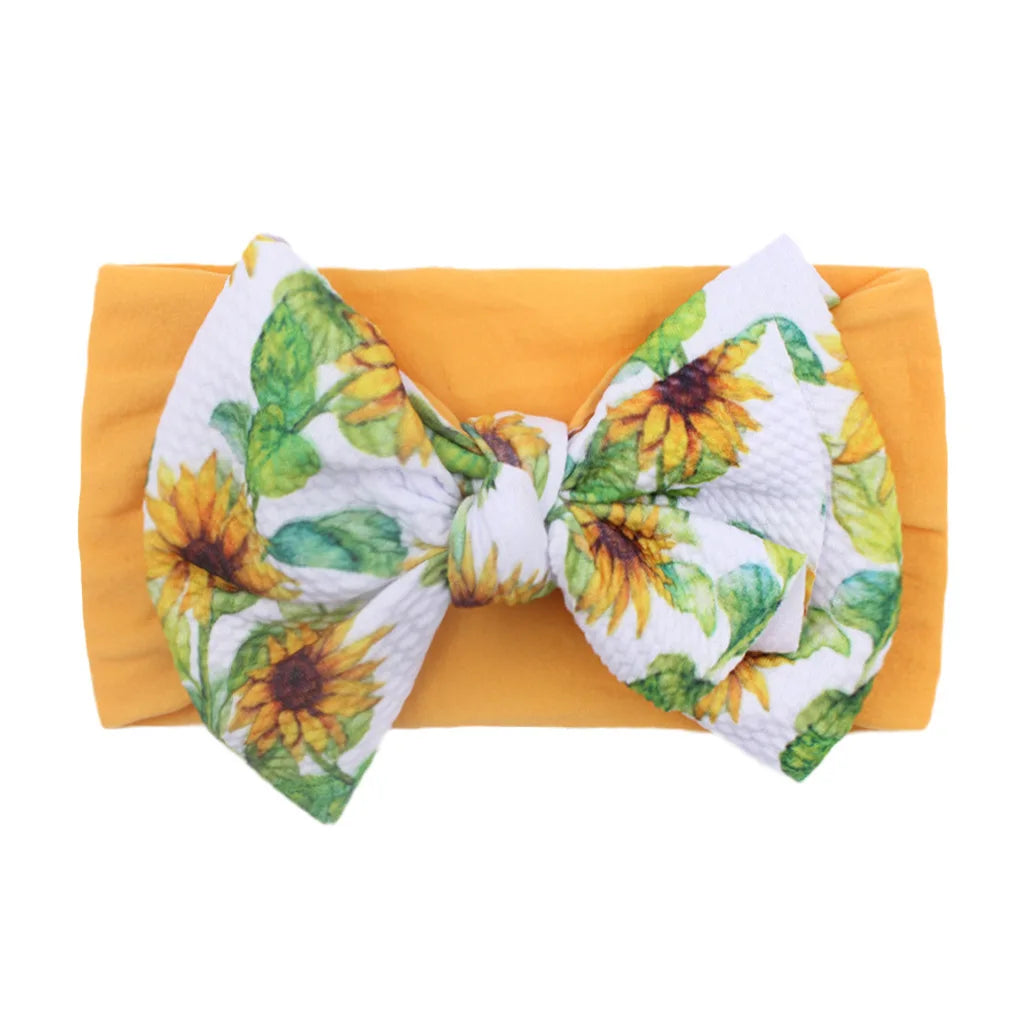 Baby Newborn Headband For Girls Elastic Knit Children Turban Baby Bows Soft Nylon Kids Headwear Hair Accessories Lovely