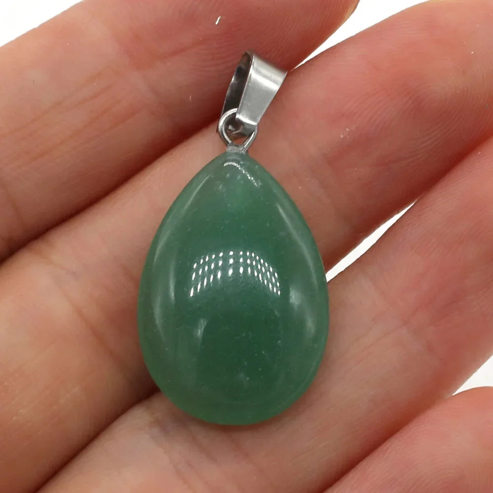 Natural Drop Shape Stone Pendant Crystal Rose Quartz Agate Yellow Jade Opal Malachite Charms for Jewelry Making DIY Accessories