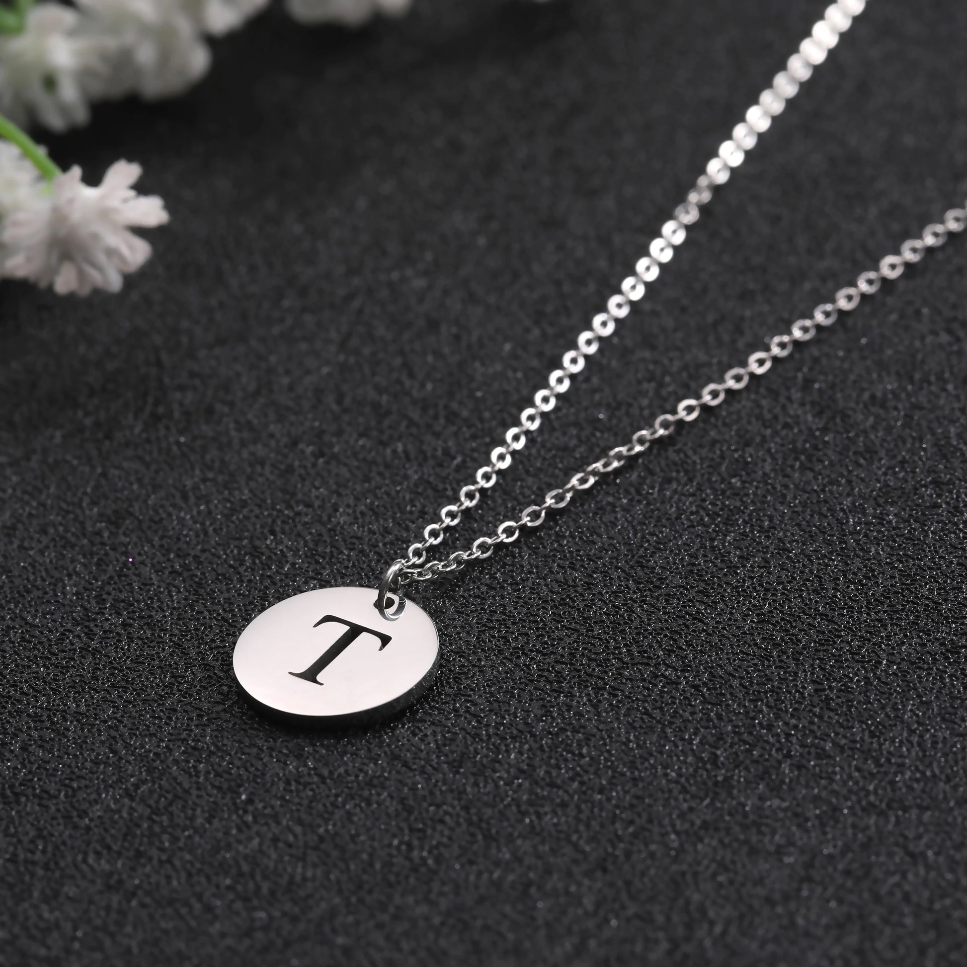 Kkjoy Fashion Stainless Steel Gold Color Minimalist Metal Round A-Z 26 Initials Necklace for Women Jewelry Gift Wholesale New in