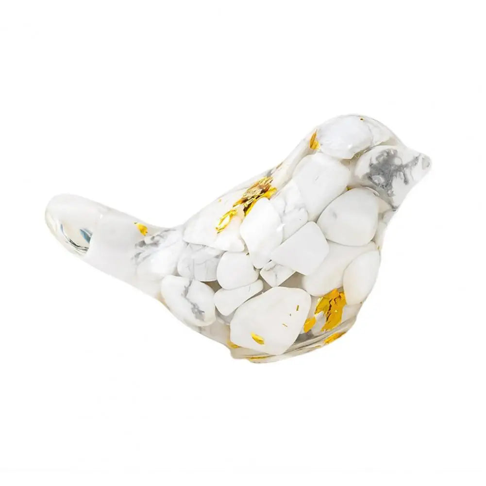 Natural Stone Colorful Bird Figurine Positive Healing Energy Hand-carved Faux Crystal Mini Bird Statue Home Office Desktop Decor