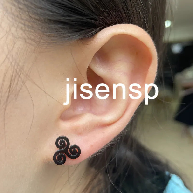 Punk Mini Stainless Steel Earrings for Women Minimalist Spades Gesture Apple Lighter Spider Web Earings Fashion Jewelry brincos