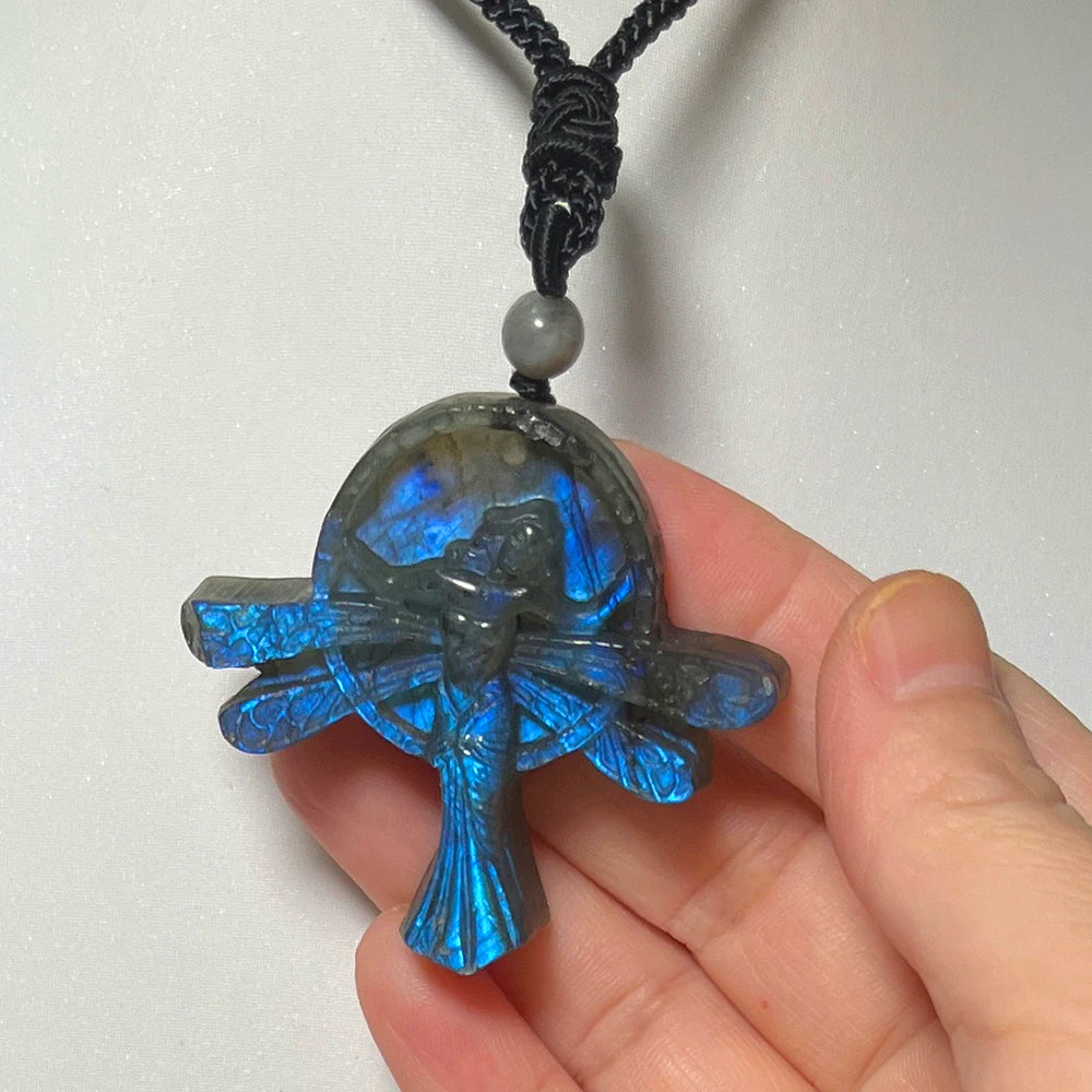 Necklace Pendant Natural Stone Irregular Shape Bead Blue Green Orange Labradorite Pendant for Women Men Jewelry 1Pcs