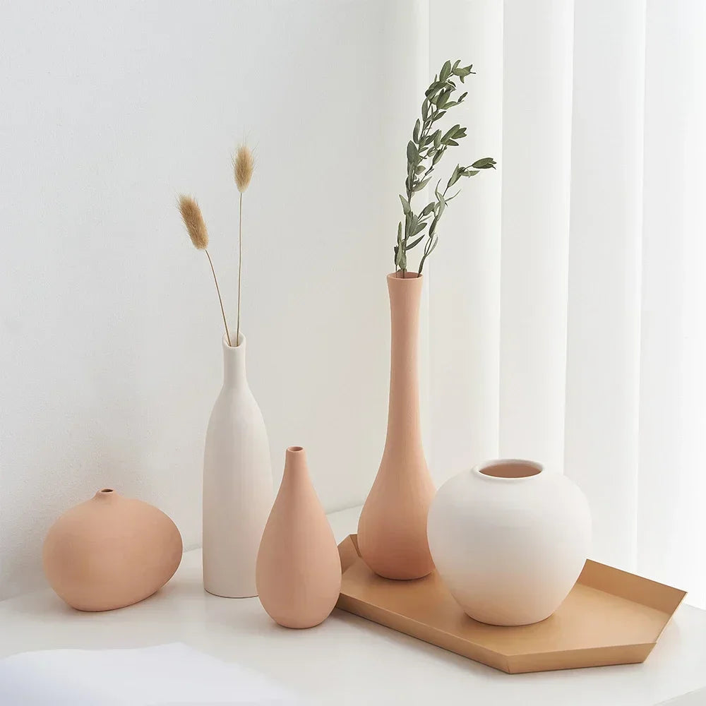 Plain Ceramic Vase Creative and Minimalist Arrangement Nordic Ins Style Decoration Pottery Props for Home Photography Plain Vas