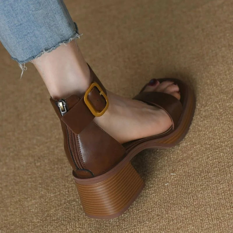 2025 sandalias de mujer Women Sandals Low Heels Basic Genuine Leather Office Ladies Casual Outdoor Shoes Woman Concise