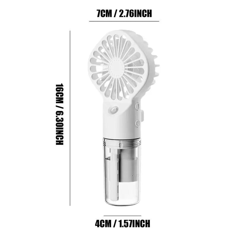 Portable Water Mist Fan USB Charging Handheld Mini Quiet Air Cooling Fan 4 Speed Humidification Spray Fan For Home Offices Dorm