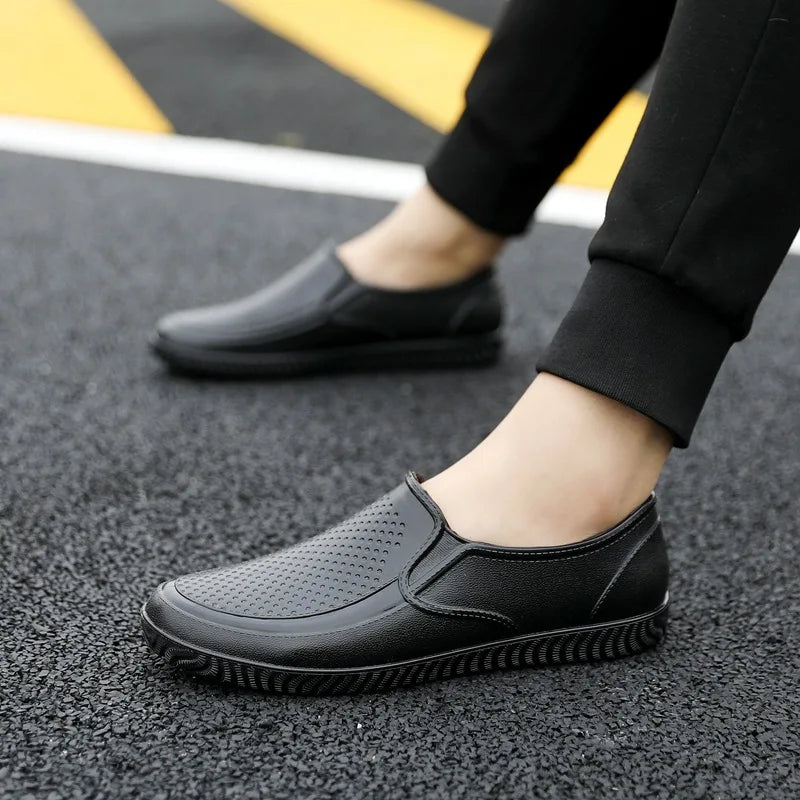 Men Oxford Sole Waterproof Kitchen Breathable Rain Shoes Fashion Work Shoes Non-slip Chef Shoes Platform Shallow Rubber Footwear