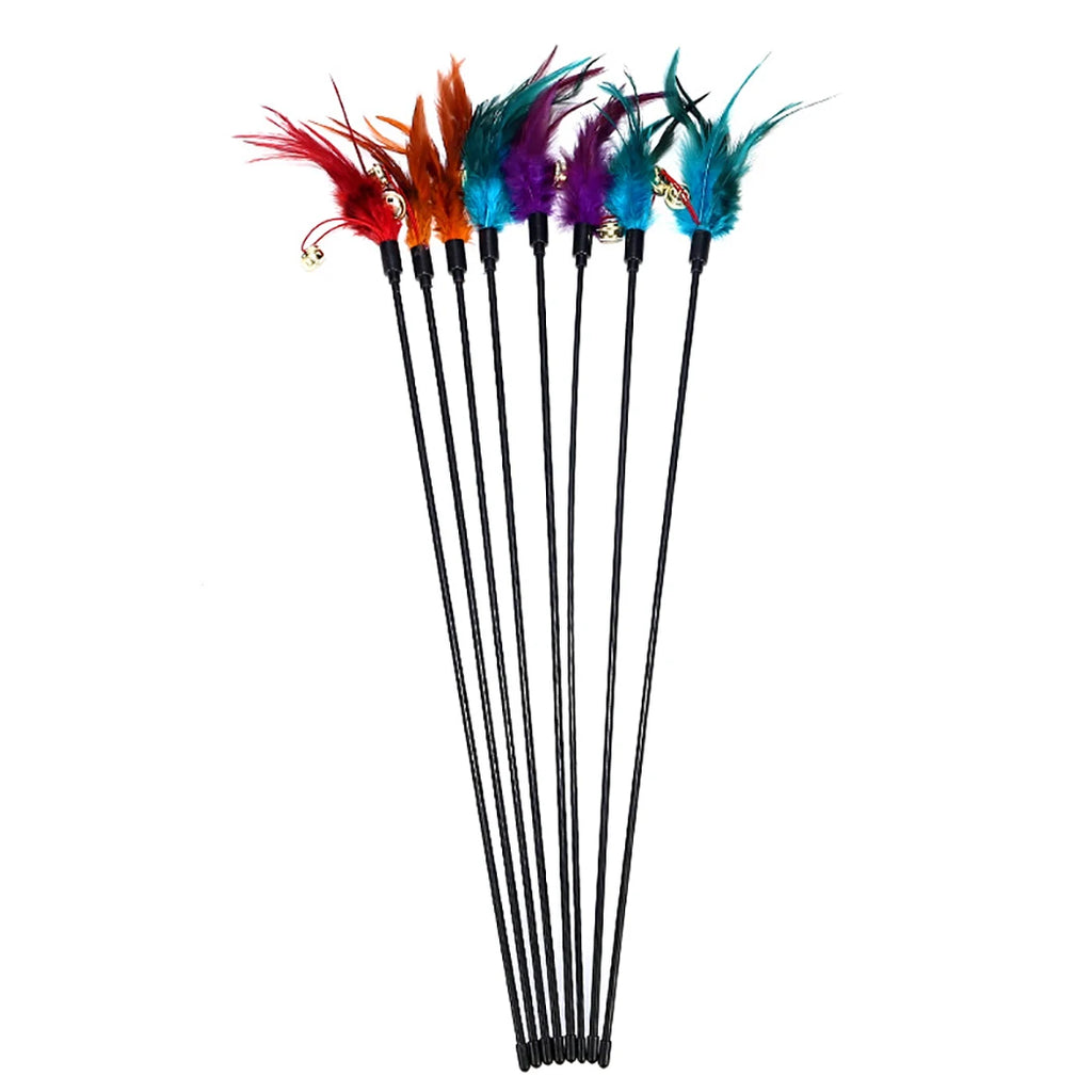 1pcs Cat Toy Cat Teaser Cat Toys Make A Cat Stick Feather with Small Bell Natural Like Birds for Cats Dropshipping Pet Toys