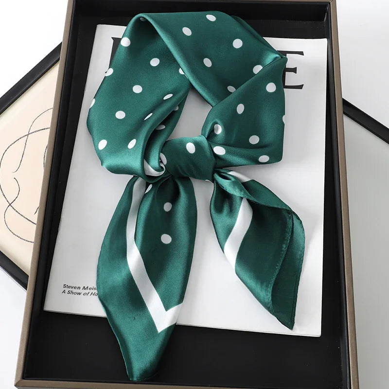 Luxury Brand Silk Square Plaid Scarf Women Satin Neck Hair Tie Band Soft work neckerchife 2024 NEW Hijab Head Female Foulard