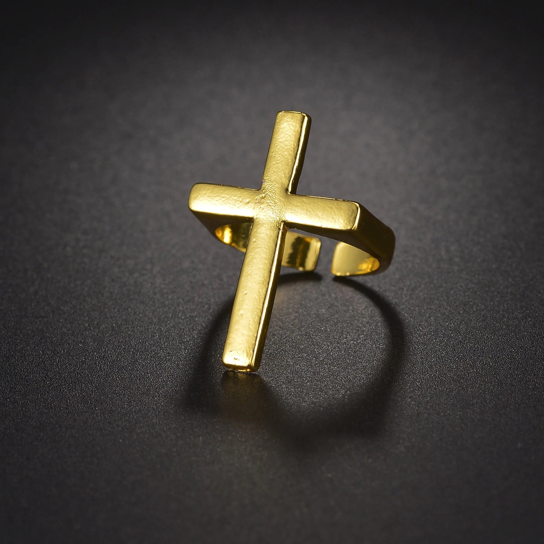 Simple Big Cross Rings for Men Boy Crucifix Black Color Ring Religious Male Jewelry Gift for Christian Catholicism