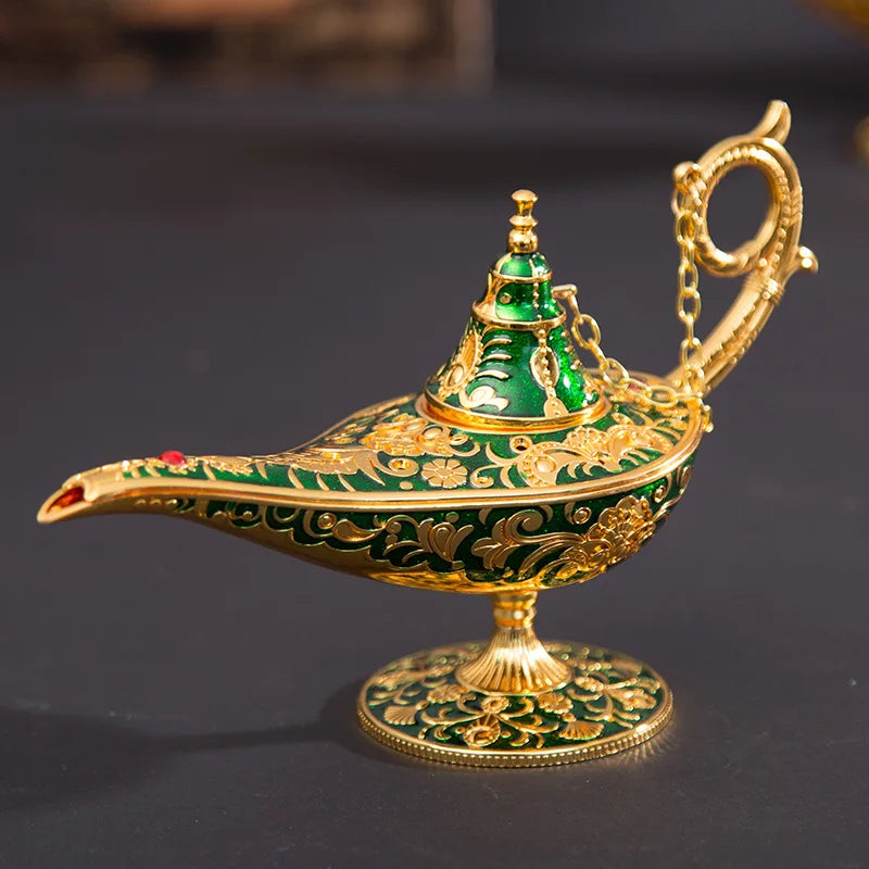 ERMAKOVA Classic Rare Hollow Legend Aladdin Magic Genie Lamps Incense Burners Retro Wishing Oil Lamp Home Decor Gift