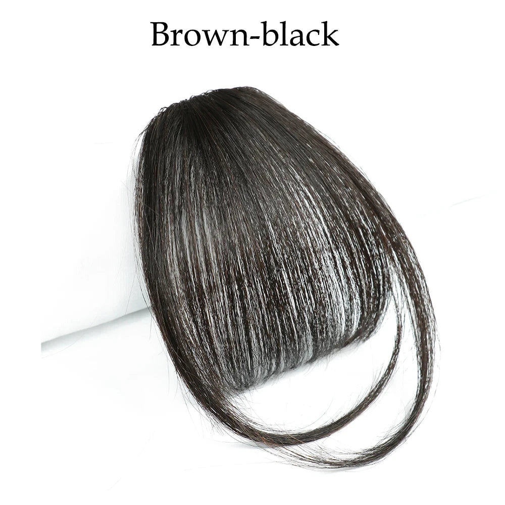 Fake Hair Bangs Natural Air Bangs Wig Clip-In Extensions Synthetic Air Bangs Clip On Wispy Bangs Fringe With Temples Hairpieces