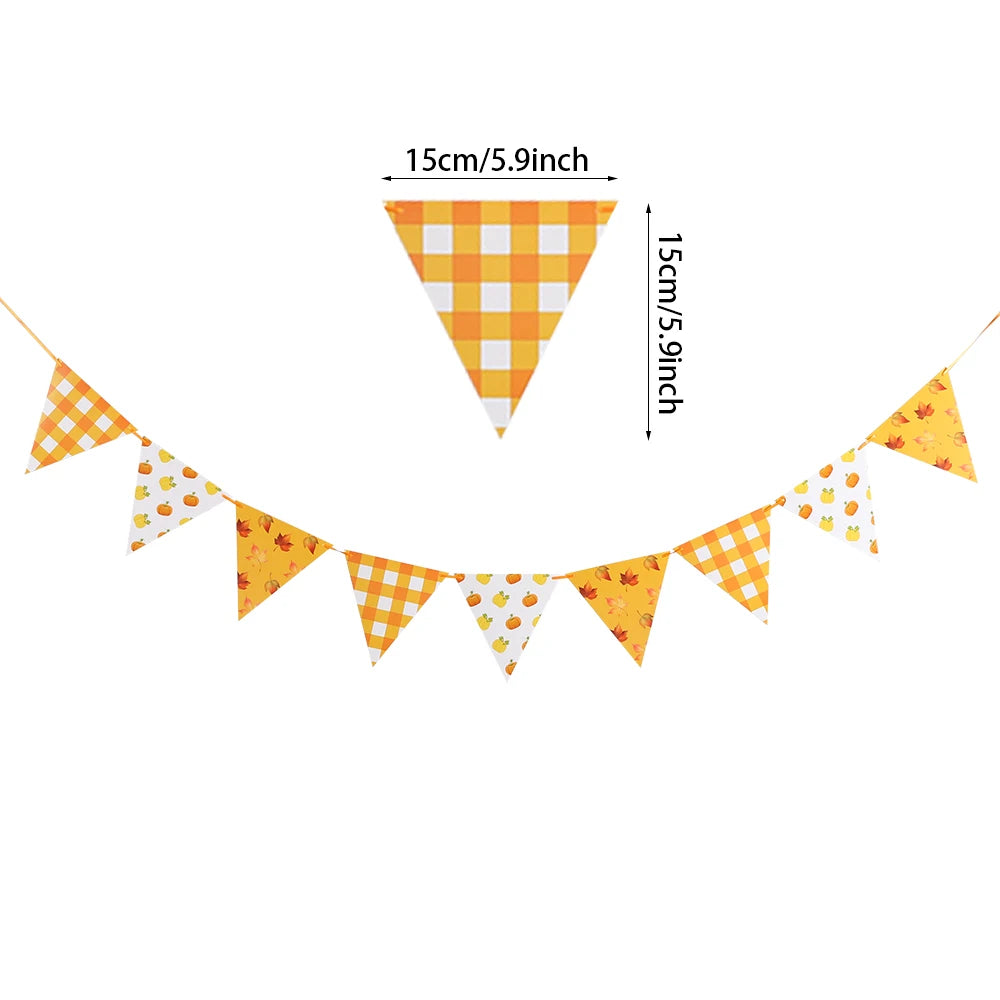 Hello Autumn Thanksgiving Decoration Happy Fall Banner Maple Leaf Cake Toppers Pumpkin Honeycomb Wall Fireplace Hanging Ornament