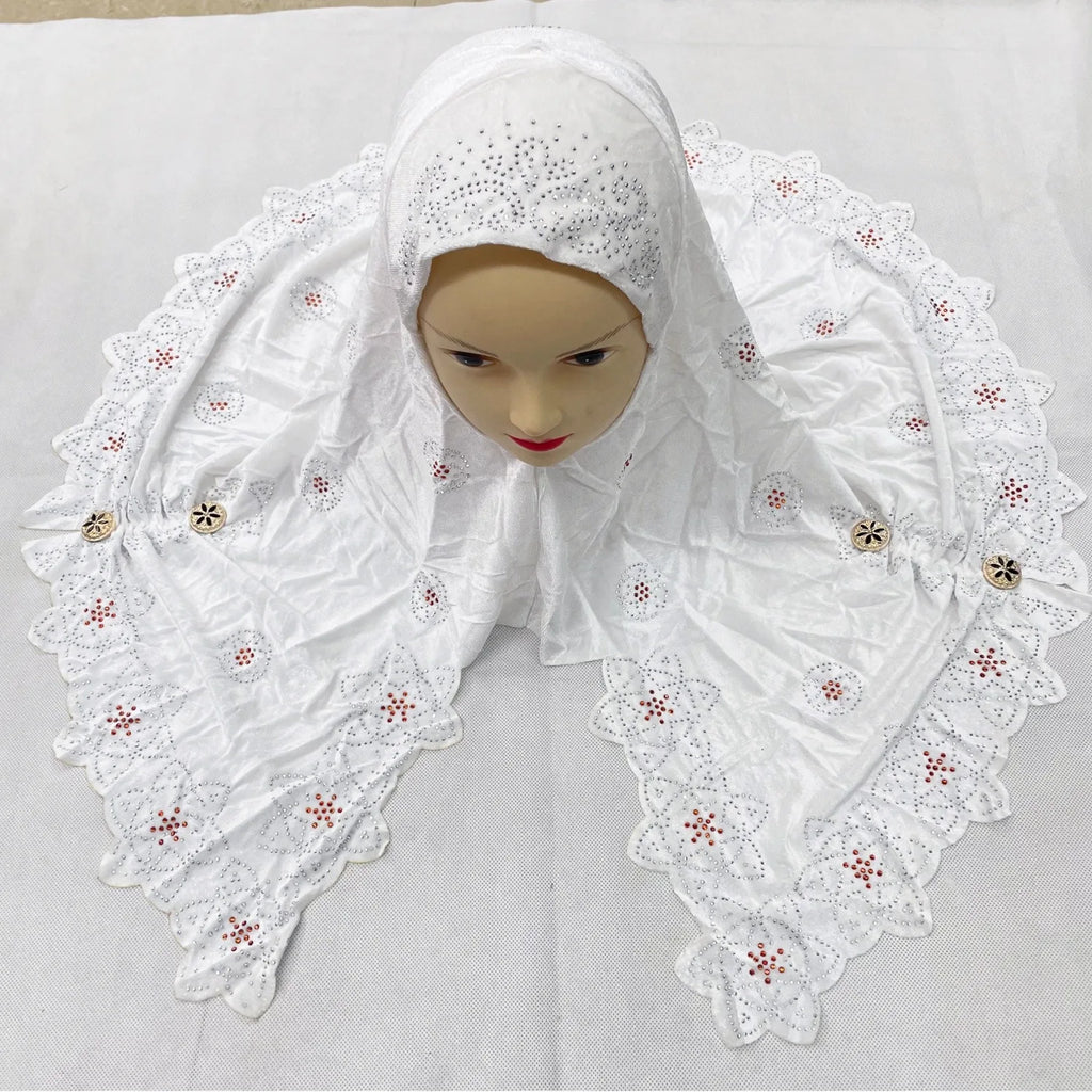 2024Fashion Muslim Cap For Women Beaded Hijab Muslim Turban Female Head Wrap Shawls and Wraps Foulard Femme 60*80Cm
