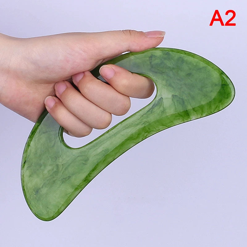 Gouache Scraper Natural Stone Gua Sha Massage Comb Head Body Meridian Scraping Reflexology Blood Circulation Jade Therapy Tools