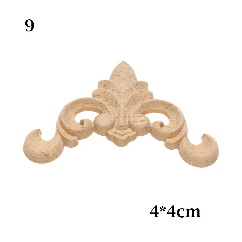 Furniture Parts Unique Natural Floral Wood Carved Corner Appliques Frame wooden Figurines Crafts Woodcarving Decorative