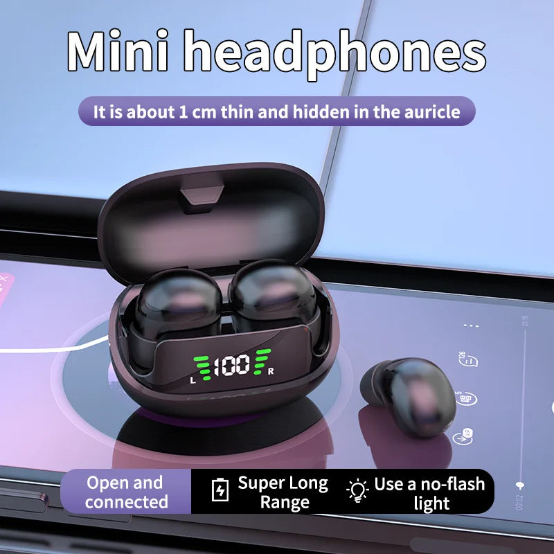 Mini wireless bluetooth headset small earbuds sleep work sports invisible headphones With Mic HIFI bass sound quality earphones