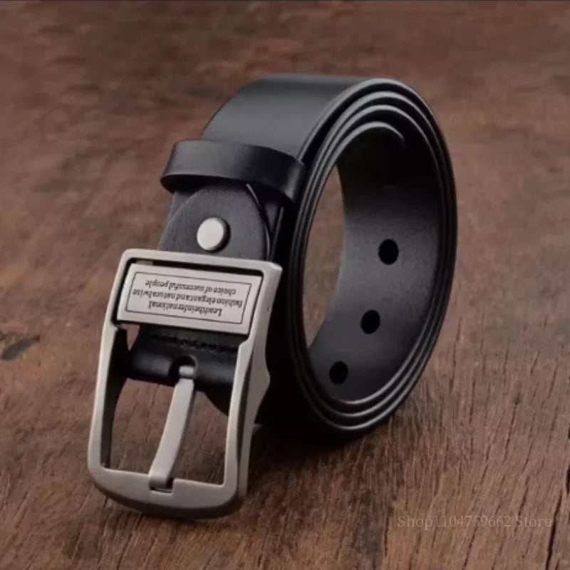 Business light luxury belt classic men's atmospheric belt antique alloy buckle texture leather belt young people fashion belt