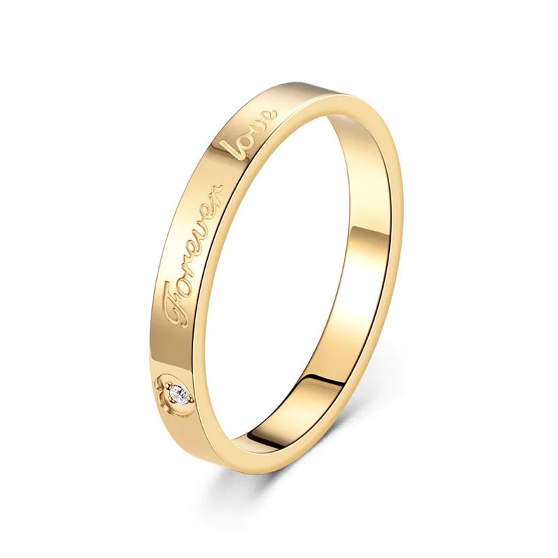 Forever Love Wedding Ring for Women Girls,Waterproof Stainless Steel Bend Ring,Simple Engagement Jewelry Gifts