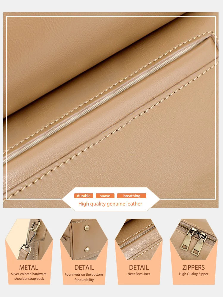 Zency Genuine Leather Women's Handbag Casual Work Tote Bag Luxury Brand Boston Crossbody Satchel For Fashion Girls Sac 2025