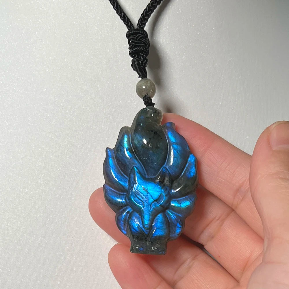 Necklace Pendant Natural Stone Irregular Shape Bead Blue Green Orange Labradorite Pendant for Women Men Jewelry 1Pcs
