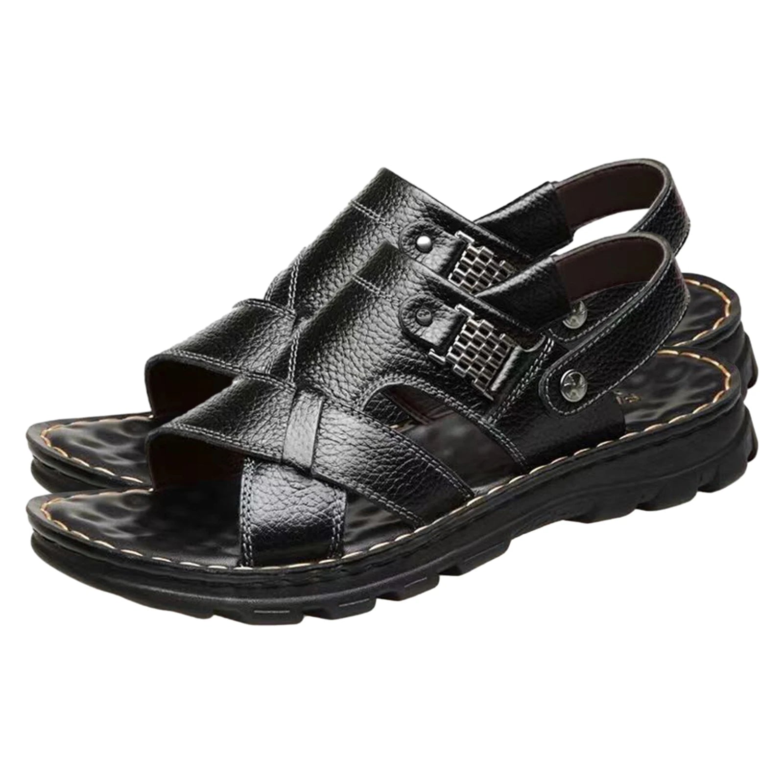 Sandals Men's New Beach Shoes  Slippers Outdoor Non-slip Thick-soled Leather Sandals for Me