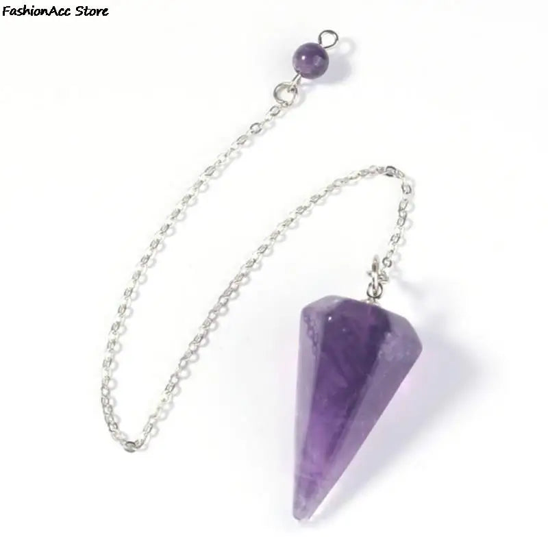 Healing Pendulum For Divination Pink Quartz Pendulums Biolocation Natural Gem Stone Chain Men Reiki Crystal Pendant