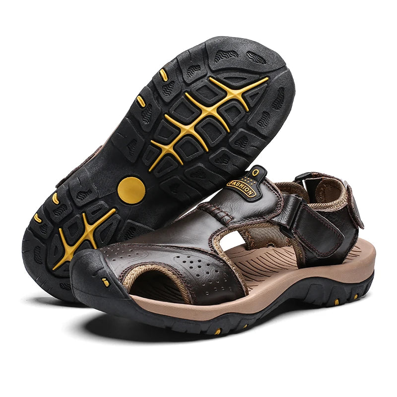 Outdoor Water Wading Leather Sandals Men Anti slip and Wear-resistant Summer Casual Shoes For Men Beach Sandals Soft Breathable