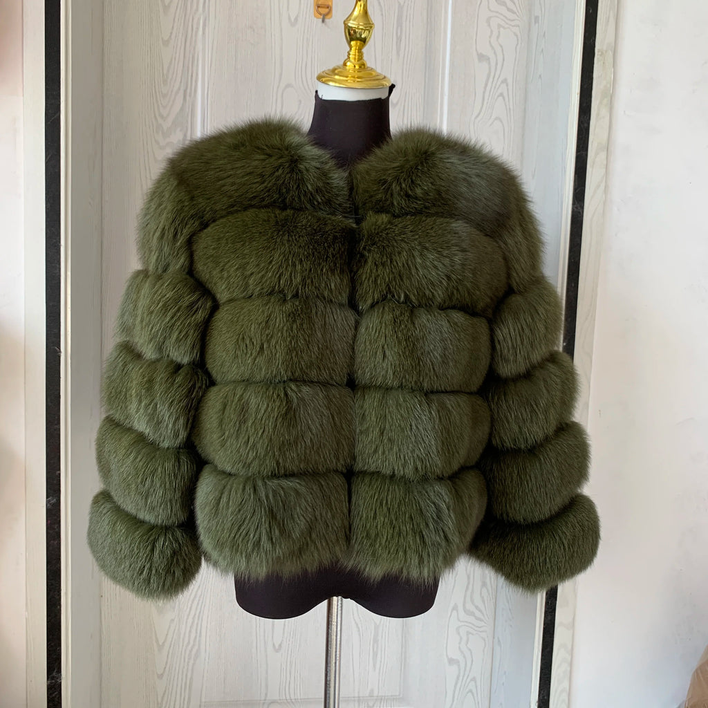 New real fox fur coat women's winter warm natural fur jacket Short raccoon fur coat 100% real fur coat high quality hot sale
