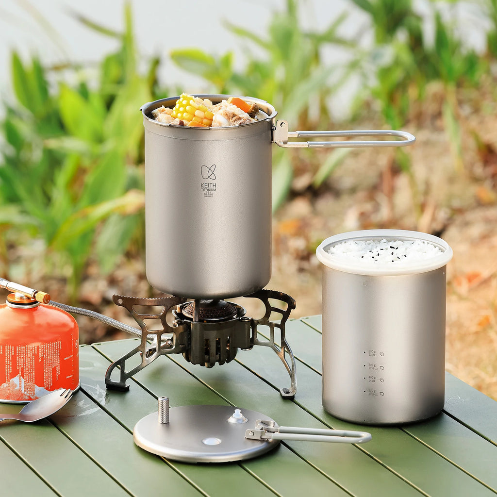 Keith Outdoor Titanium Plateau Pressure Cooker 1.8L Picnic Stew Pot Set Cooking Tool
