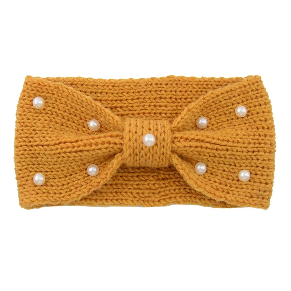 New Bowknot Pearl Headbands for Woman Solid Wash Face Hairband Elastic Sports Yoga Headwear Girls Hair Band Hair Accessories