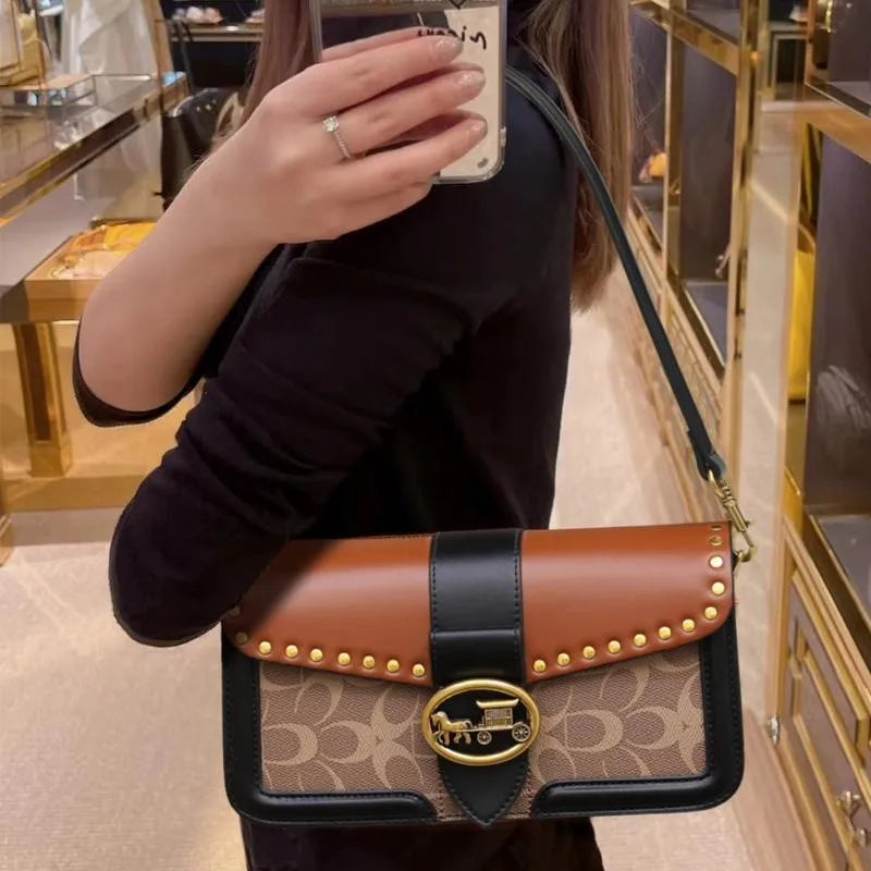 Women's Bag 2025 New Retro Underarm Bag High end Light Luxury Printed One Shoulder Handbag Contrast Color Minimalist Fashion