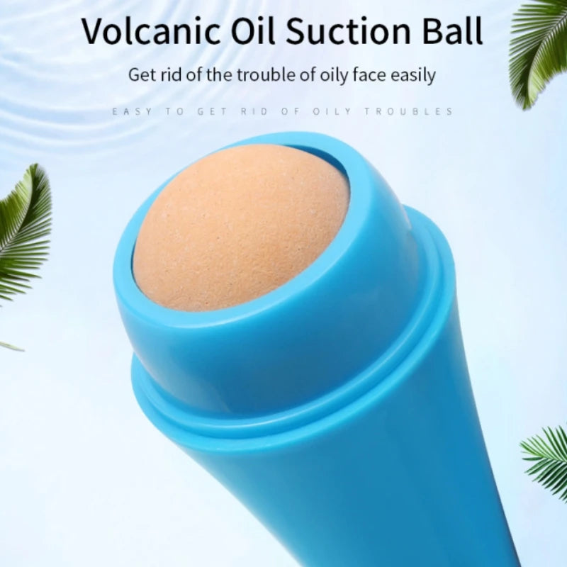 Mini Natural Volcanic Stone Facial Oil Absorbing Roller Removes Fat T-Zone Oil Control Face Matte Makeup Reusable Skin Care Tool