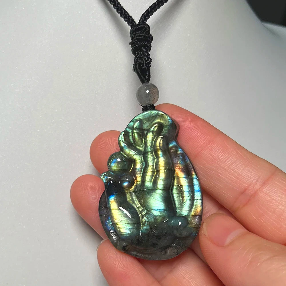 Necklace Pendant Natural Stone Irregular Shape Bead Blue Green Orange Labradorite Pendant for Women Men Jewelry 1Pcs