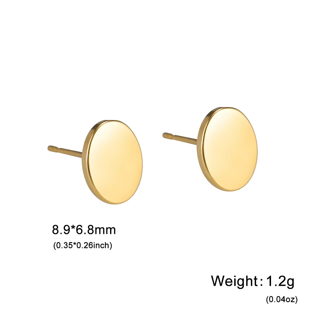 Skyrim Heart Stud Earrings Women Girls Stainless Steel Rectangle Oval Triangle Geometric Earring Minimalist Trend Jewelry Gifts
