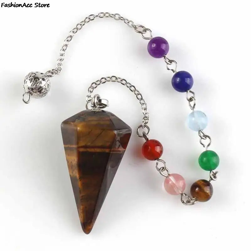 Healing Pendulum For Divination Pink Quartz Pendulums Biolocation Natural Gem Stone Chain Men Reiki Crystal Pendant