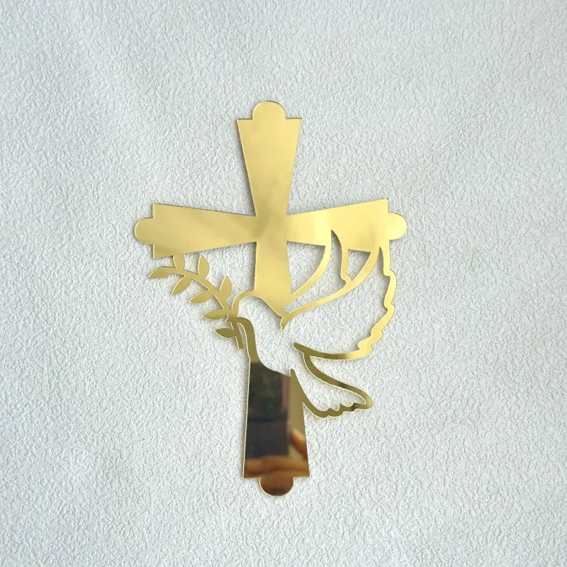New Baptist Cake Topper Boys and Girls Pigeons IHS Eucharist Golden Cake Topper for Birthday Party Acrylic cake decoration