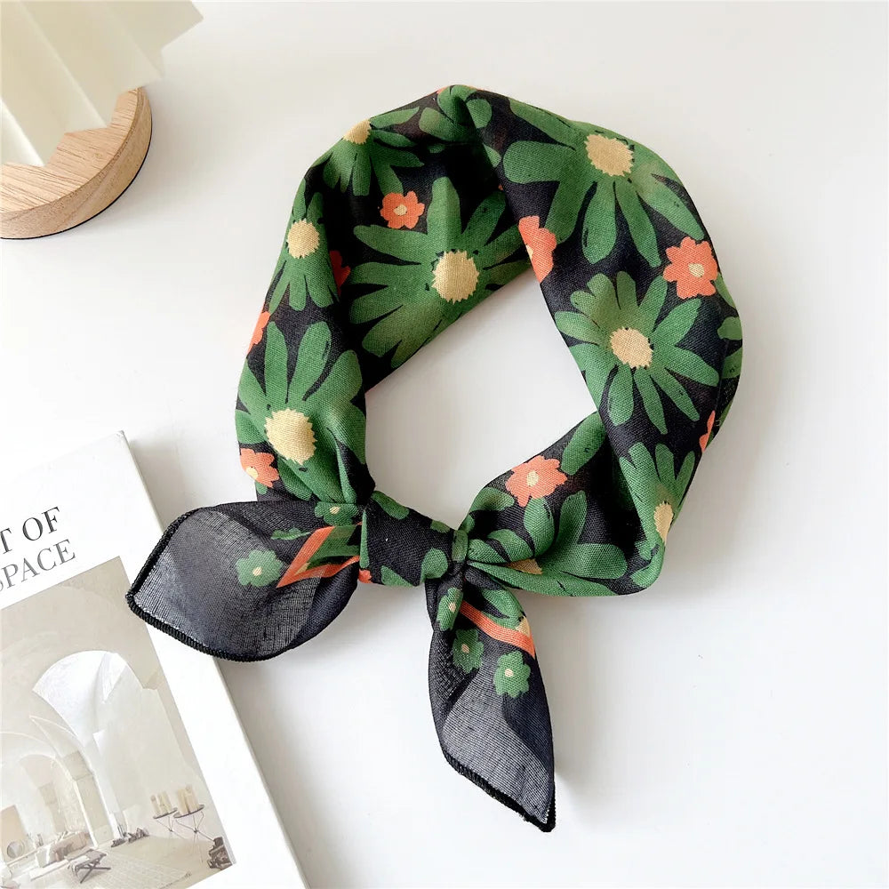 Fashion Cotton Linen Shawl Square Scarf for women sweet Cherry Print Hijabs Ladies Wraps summer sunscreen Bandanas Head scarf