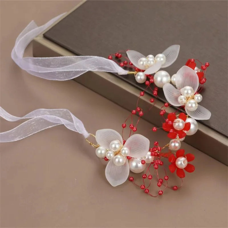 Pearl Flower Headband Bridal headdress Wedding Crown Fashion The wreath bracelet Band Tiaras Crystal Headpiece Hair Jewelrys