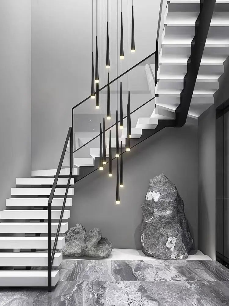 LED Pendant Light Modern Living Room Chandelier Villa Loft Large Pendant Light Minimalist Duplex High-Rise Long Stair Chandelier
