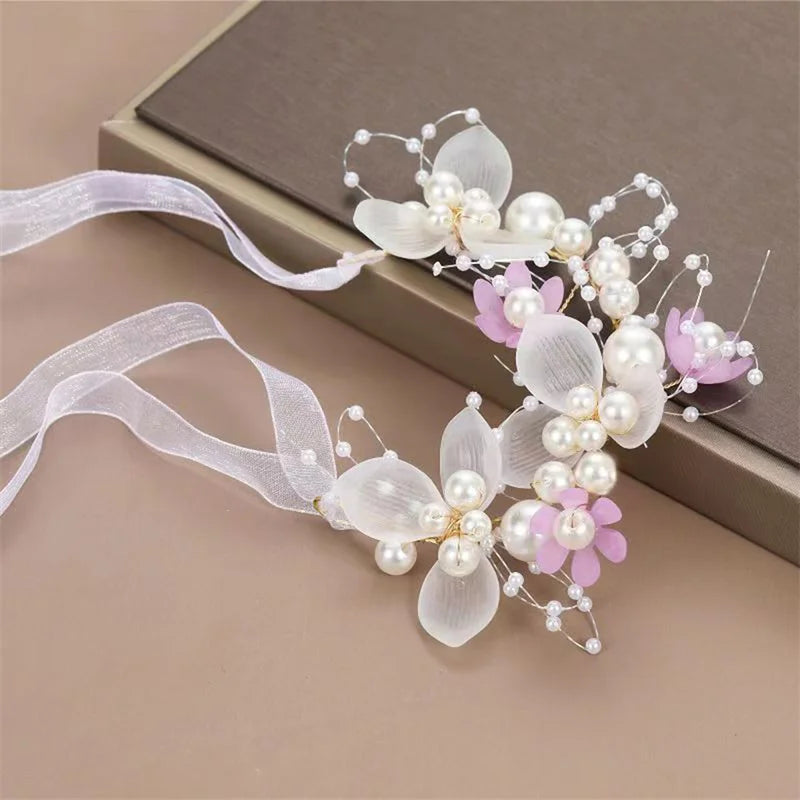 Pearl Flower Headband Bridal headdress Wedding Crown Fashion The wreath bracelet Band Tiaras Crystal Headpiece Hair Jewelrys