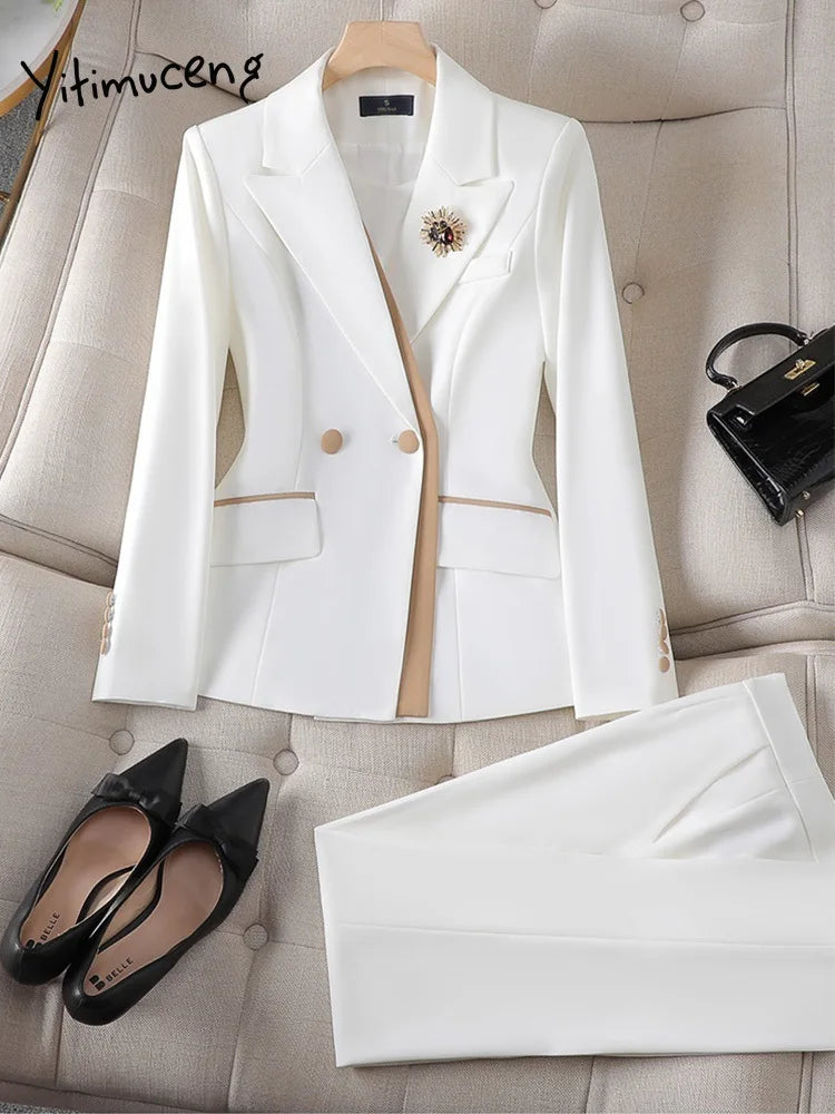2025 New All Season Ladies Elegant Office Work Wear Blazers Pantsuits Pants Set Formal Styles Women Professional Trousers Sets