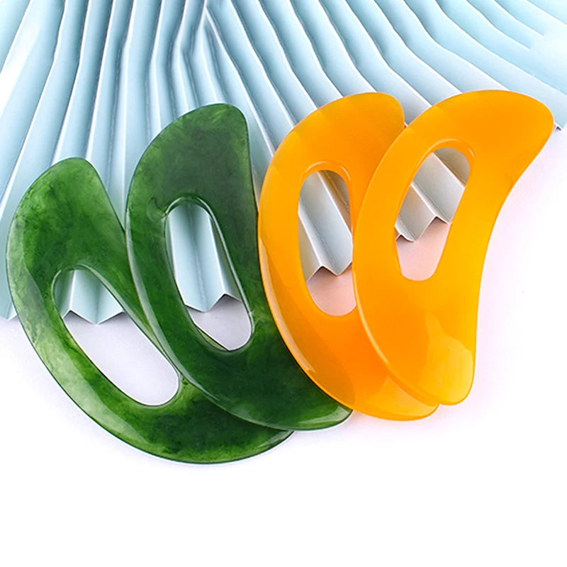 Gouache Scraper Natural Stone Gua Sha Massage Comb Head Body Meridian Scraping Reflexology Blood Circulation Jade Therapy Tools