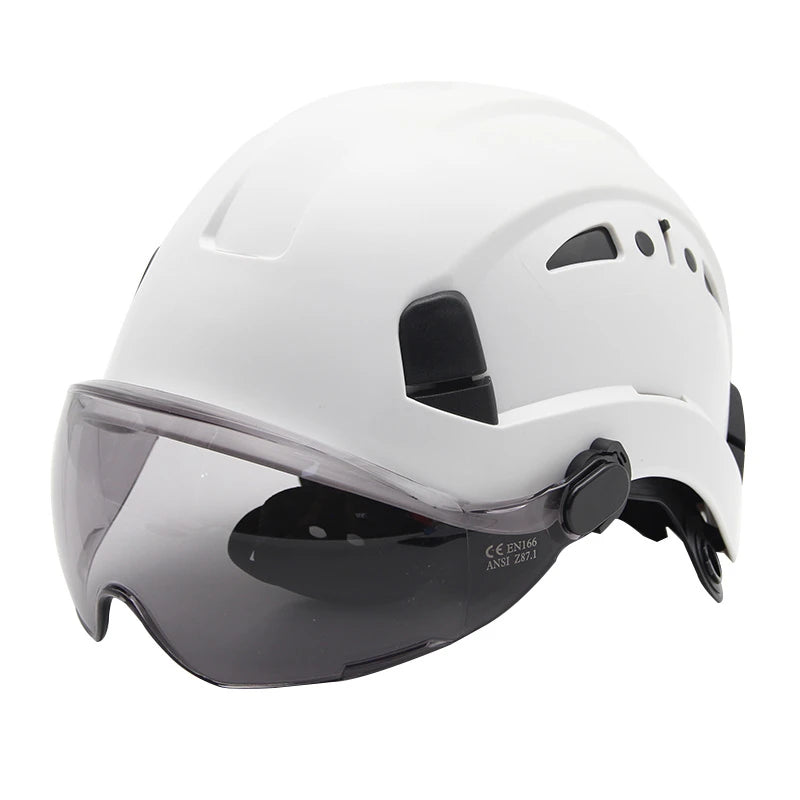 CE Safety Hard Hat with Visor Adjustable Vents Work Cap Head Protective Safety Helmet with Goggles Outdoor Riding Climing Rescue