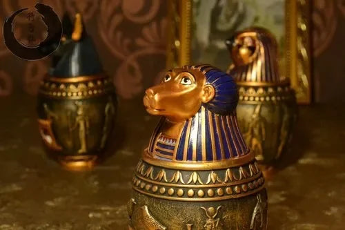 Memorial Funeral Supplies Egyptian Pet Urn Canopic Cat Dog Cremation Urn for Ashes Pet Coffin Box Home Decoration Figurines
