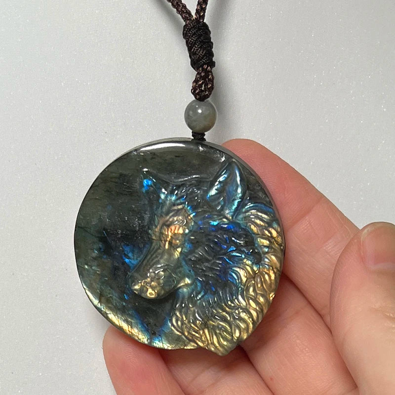 Necklace Pendant Natural Stone Irregular Shape Bead Blue Green Orange Labradorite Pendant for Women Men Jewelry 1Pcs